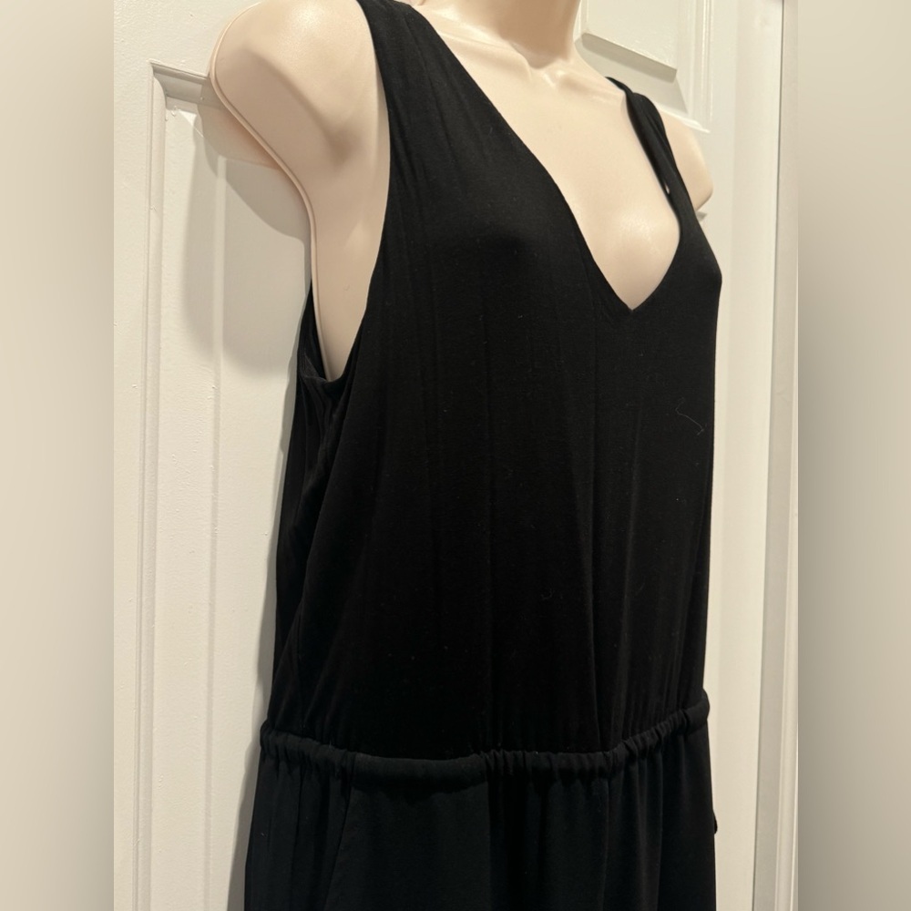 Loft Black Jumpsuit vneck and tassels size 6 chic straight leg one piece - Picture 4 of 7